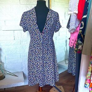 Pansy Button Up Dress 90s Vintage
